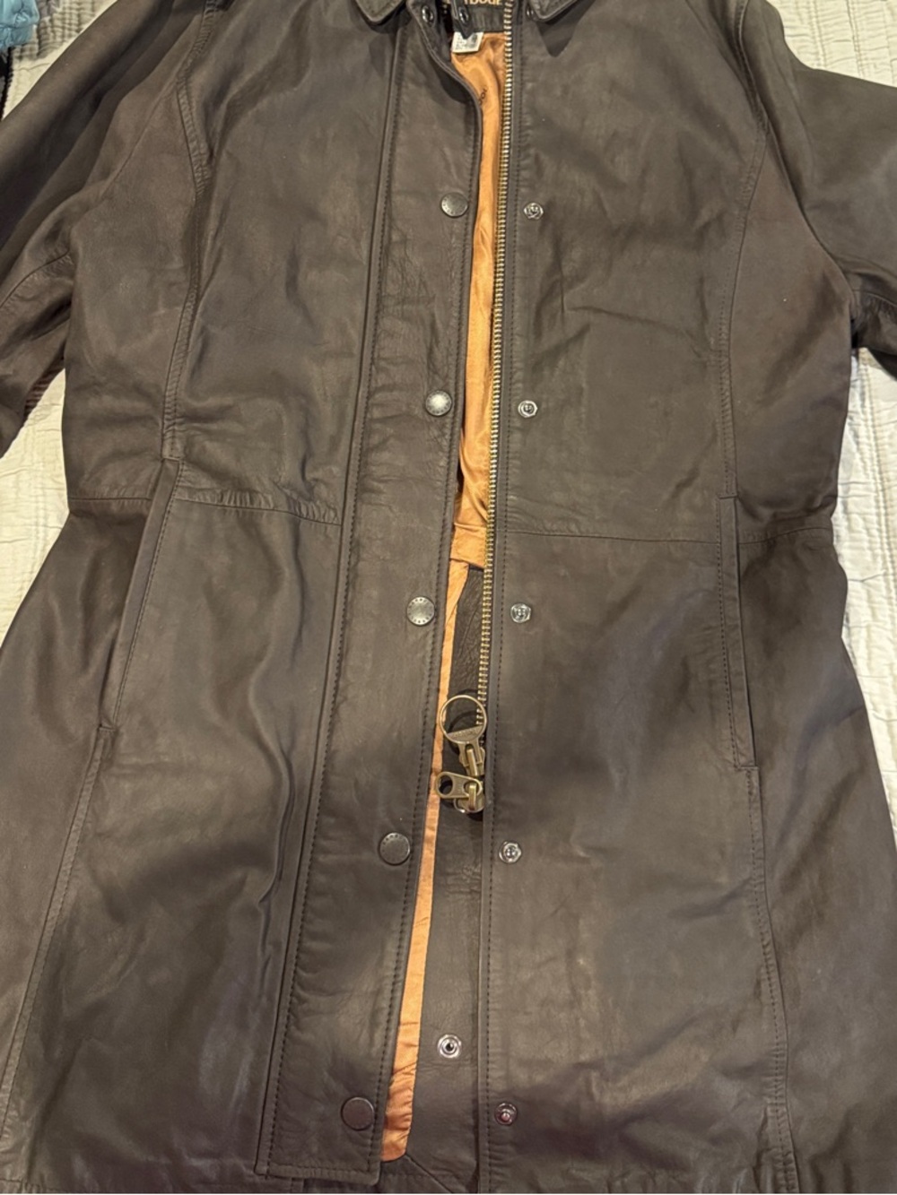 Womes highly sought after Brown Leather Coat Classic Casual Jacket